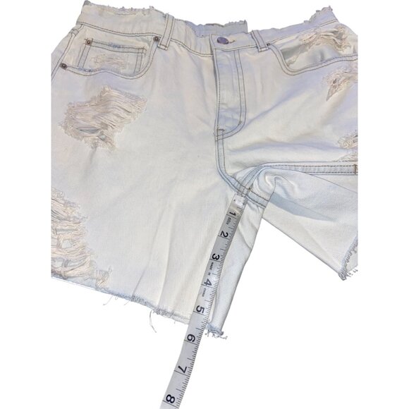 BDG Womens Distressed High-Rise Faded Blue Denim Shorts Sz 27" Waist - Picture 7 of 8